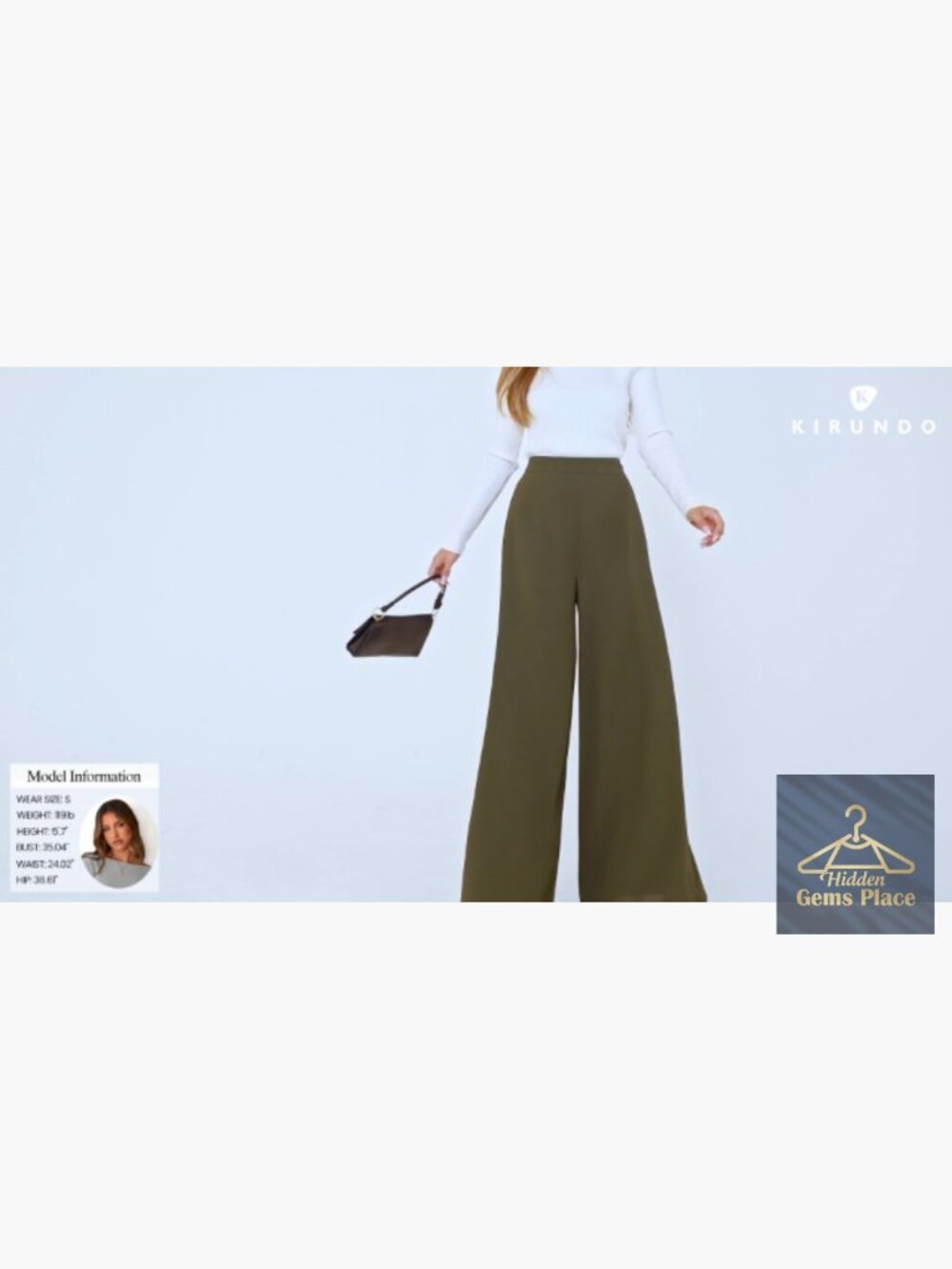 High Waisted Wide Leg Palazzo Pants Business Casual Flowy Slacks Work Trousers - Picture 7 of 7